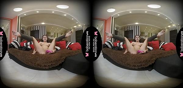  Solo girl, Bonnie is moaning while masturbating, in VR